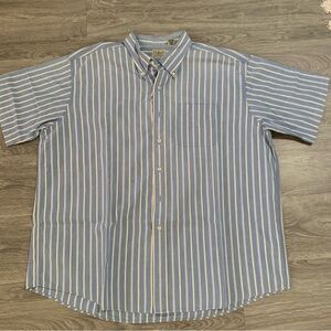 L.L. Bean Light Blue Striped Casual Shirt 100% Cotton